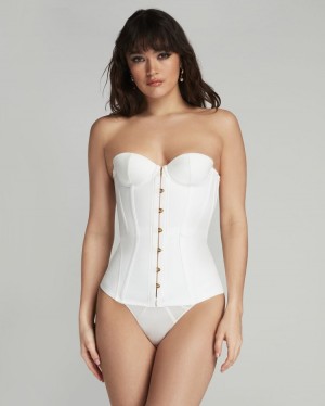 Dámské Korzety Agent Provocateur Mercy Satin Corset Bílé CZ | F82-4146