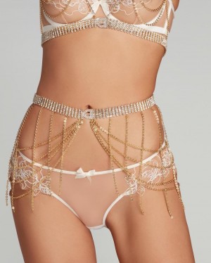 Dámské Doplňky Agent Provocateur Shirelle Belt Gold/Crystal CZ | Z75-0018
