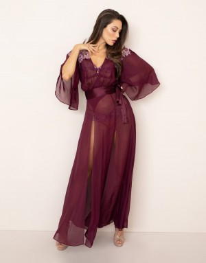 Dámské Župan Agent Provocateur Agnese Long Kimono Fialové CZ | W78-7144