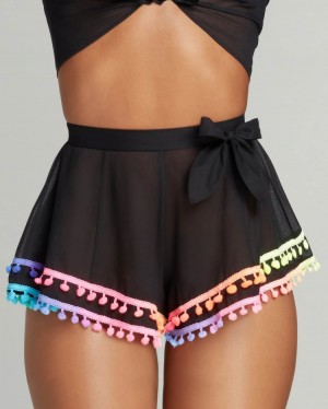 Dámské Kraťasy Agent Provocateur Lely Beach Cover Up Shorts Černé CZ | X73-7755