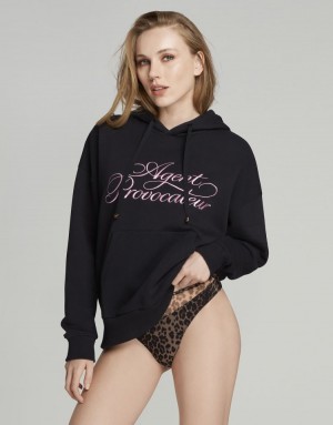 Dámské Mikina s Kapucí Agent Provocateur Rayley Oversized Hoodie Černé CZ | H50-8502