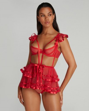 Dámské Playsuit Agent Provocateur Ellora Playsuit Červené CZ | M87-1820