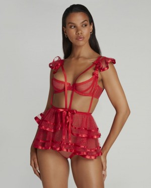 Dámské Playsuit Agent Provocateur Ellora Playsuit Červené CZ | R23-4806
