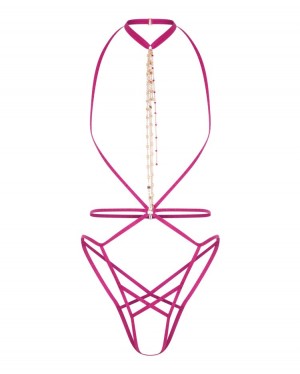 Dámské Playsuit Agent Provocateur Rubi Playsuit Magenta/Sand CZ | A22-5956