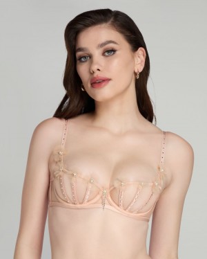 Dámské Podprsenky Agent Provocateur Evangelene Balconette Underwired Bra Sand CZ | L28-0430
