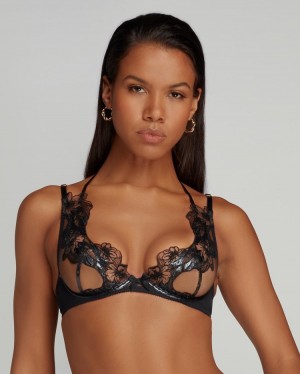 Dámské Podprsenky Agent Provocateur Fantasya Bra Black/Petrol CZ | H52-6187