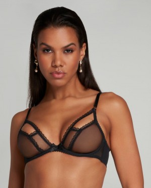 Dámské Podprsenky Agent Provocateur Fia Plunge Underwired Bra Černé CZ | X98-8903