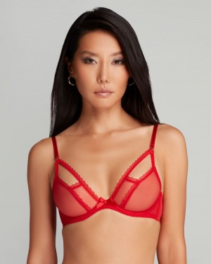 Dámské Podprsenky Agent Provocateur Fia Plunge Underwired Bra Červené CZ | D33-4047