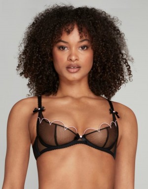 Dámské Podprsenky Agent Provocateur Lorna Demi Cup Plunge Underwired Bra Černé CZ | O01-6108