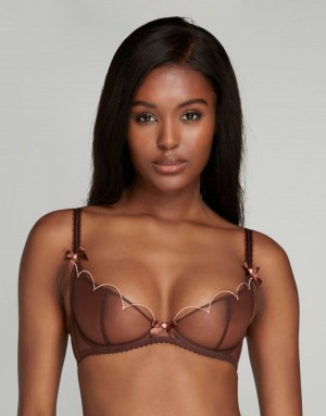 Dámské Podprsenky Agent Provocateur Lorna Demi Cup Plunge Underwired Bra Chestnut CZ | Q42-8814