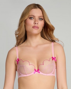 Dámské Podprsenky Agent Provocateur Lorna Plunge Underwired Bra Baby Pink/Magenta CZ | V70-9878