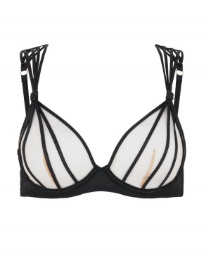 Dámské Podprsenky Agent Provocateur Ozara Plunge Underwired Bra Black/Sand CZ | U44-9441