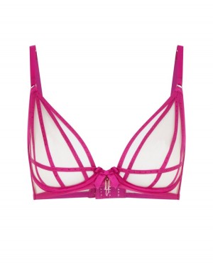 Dámské Podprsenky Agent Provocateur Rubi Plunge Underwired Bra Magenta/Sand CZ | W68-0218