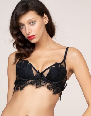 Dámské Podprsenky Agent Provocateur Seraphina Plunge Underwired Bra Černé CZ | Z73-7448