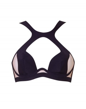 Dámské Podprsenky Agent Provocateur Soni High Neck Bra Black/Nude CZ | D18-1654