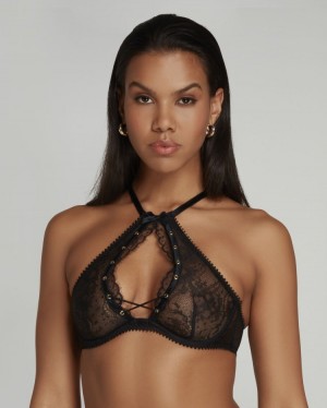 Dámské Podprsenky Agent Provocateur Vallentina High Neck Underwired Bra Černé CZ | M00-8720