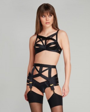 Dámské Podvazkový Pás Agent Provocateur Whitney Suspender Černé CZ | K76-9830