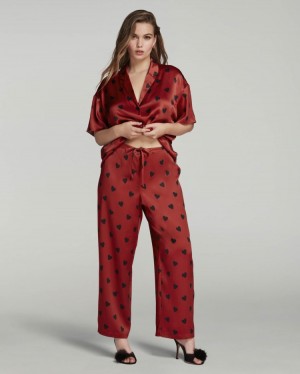 Dámské Pyžama Agent Provocateur Hart Pyjama Trousers Červené CZ | K62-5612