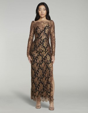 Dámské Uklouznutí Agent Provocateur Constantia Long Slip Zlaté CZ | W59-5729