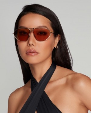 Dámské Sluneční Brýle Agent Provocateur Kelie Sunglasses Gold/Brown CZ | Z80-9329