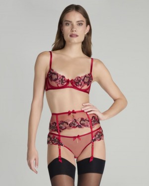 Dámské Spodní Prádlo Agent Provocateur Giana Suspender Červené CZ | X28-9573
