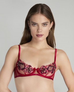 Dámské Spodní Prádlo Agent Provocateur Giana Demi Cup Underwired Bra Červené CZ | W29-7626