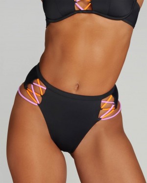 Dámské Spodní díl Plavek Agent Provocateur Steffi Bikiny Bottom Černé CZ | S44-0882