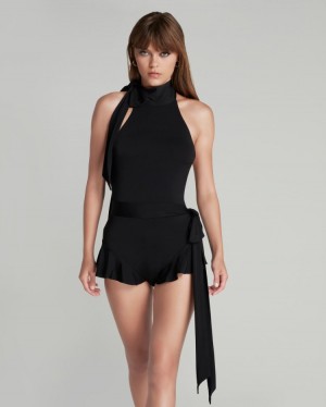 Dámské Topy Agent Provocateur Alanna Halter Top Černé CZ | D58-1766