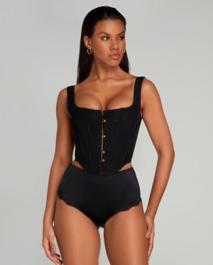 Dámské Topy Agent Provocateur Zena Corset Top Černé CZ | F13-1565