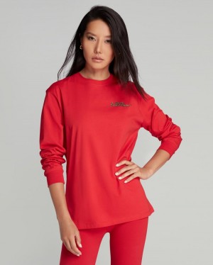 Dámské Tričko Agent Provocateur Rayley Long Sleeve T-Shirt Red/Leopard CZ | Q13-9780